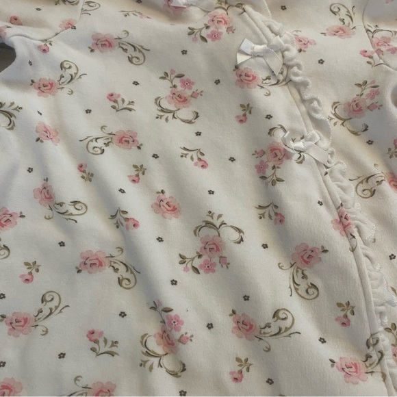 Little Me Pink and White Floral Sleeper with Headband - Picture 2 of 5